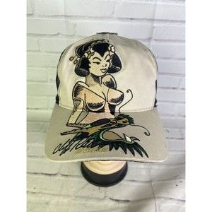 Cliff Raven Artwear Geisha Hardy Tattoo Embroidered Mesh Back Snapback Hat Cap
